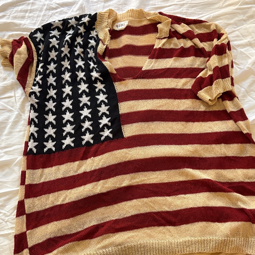 BiBi Red and Gold V-Neck Sweater